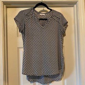 Pleione Black and White Pattern Blouse